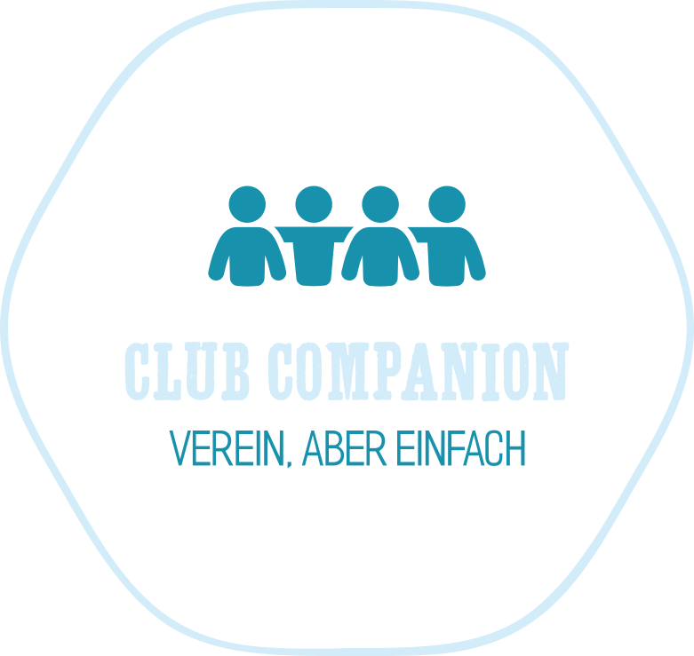 Logo von ClubCompanion mit dem Slogan "Verein, aber einfach"