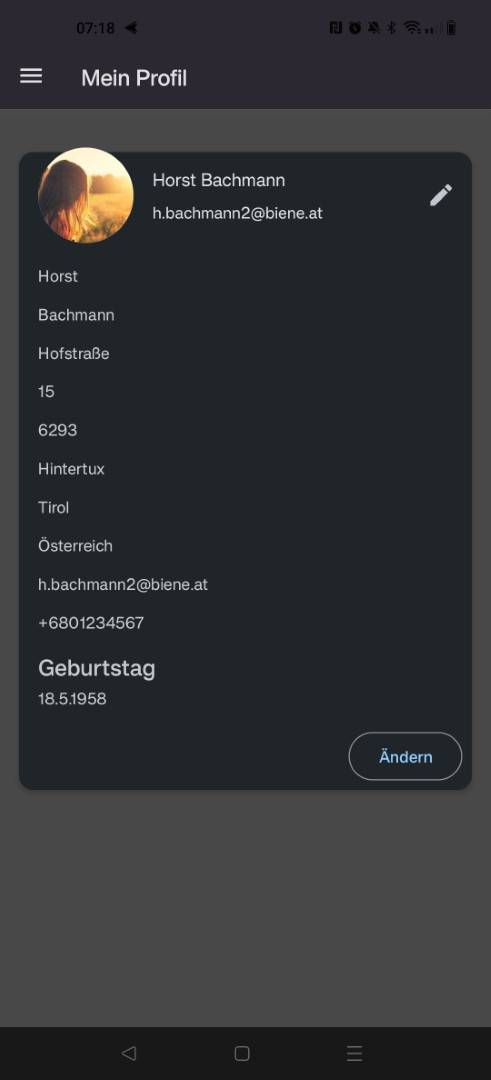 Ansicht der Stammdaten eines Users von ClubCompanion